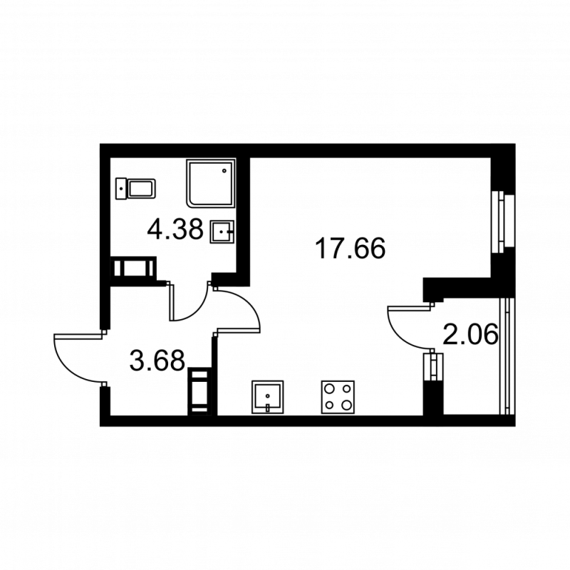 Студия 26,8 м²