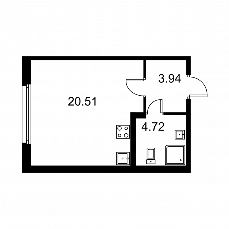 Студия 29,2 м²