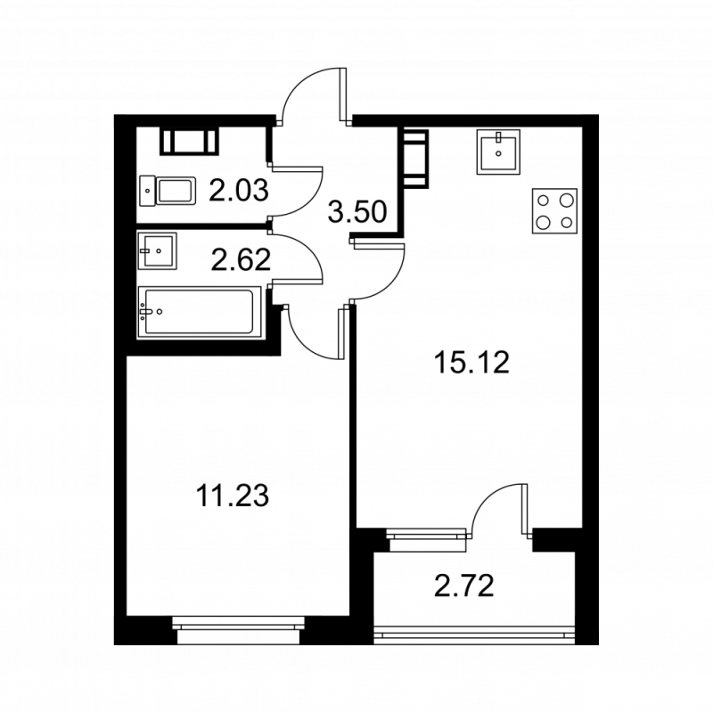 2 ккв (Евро) 35,9 м²