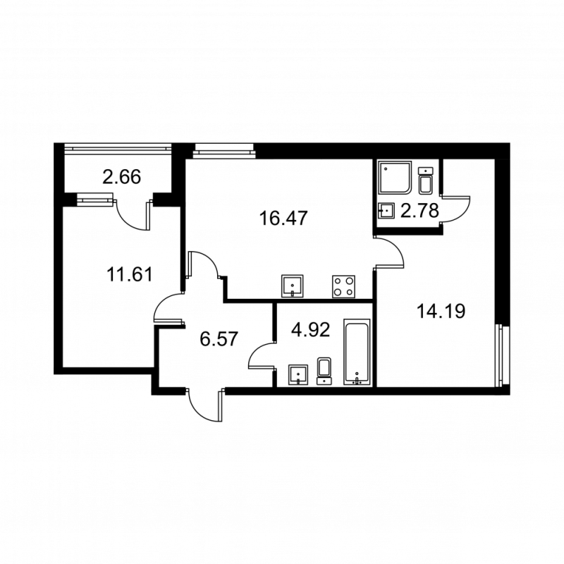 3 ккв (Евро) 57,9 м²