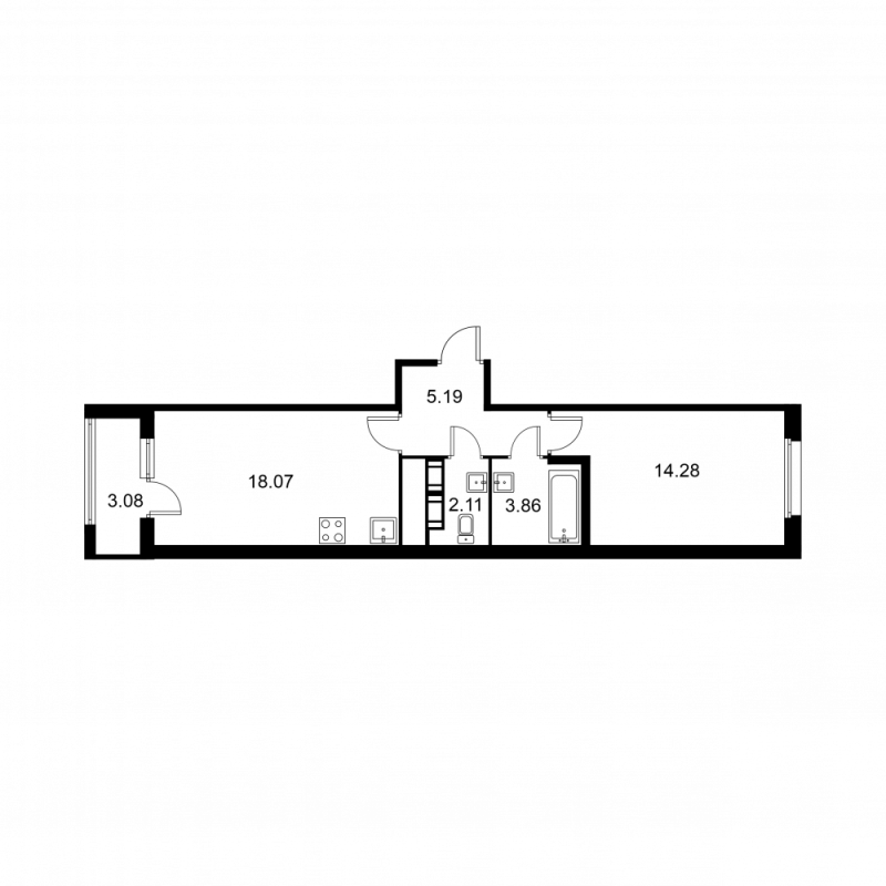 2 ккв (Евро) 44,9 м²