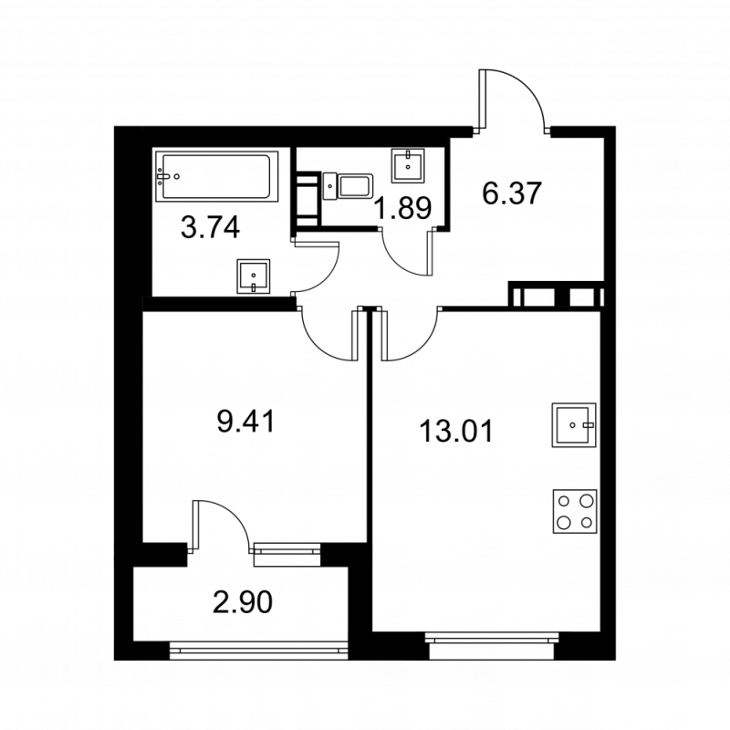 1 ккв 35,9 м²