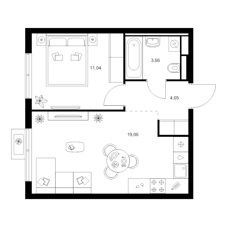 2 ккв (Евро) 37,8 м²