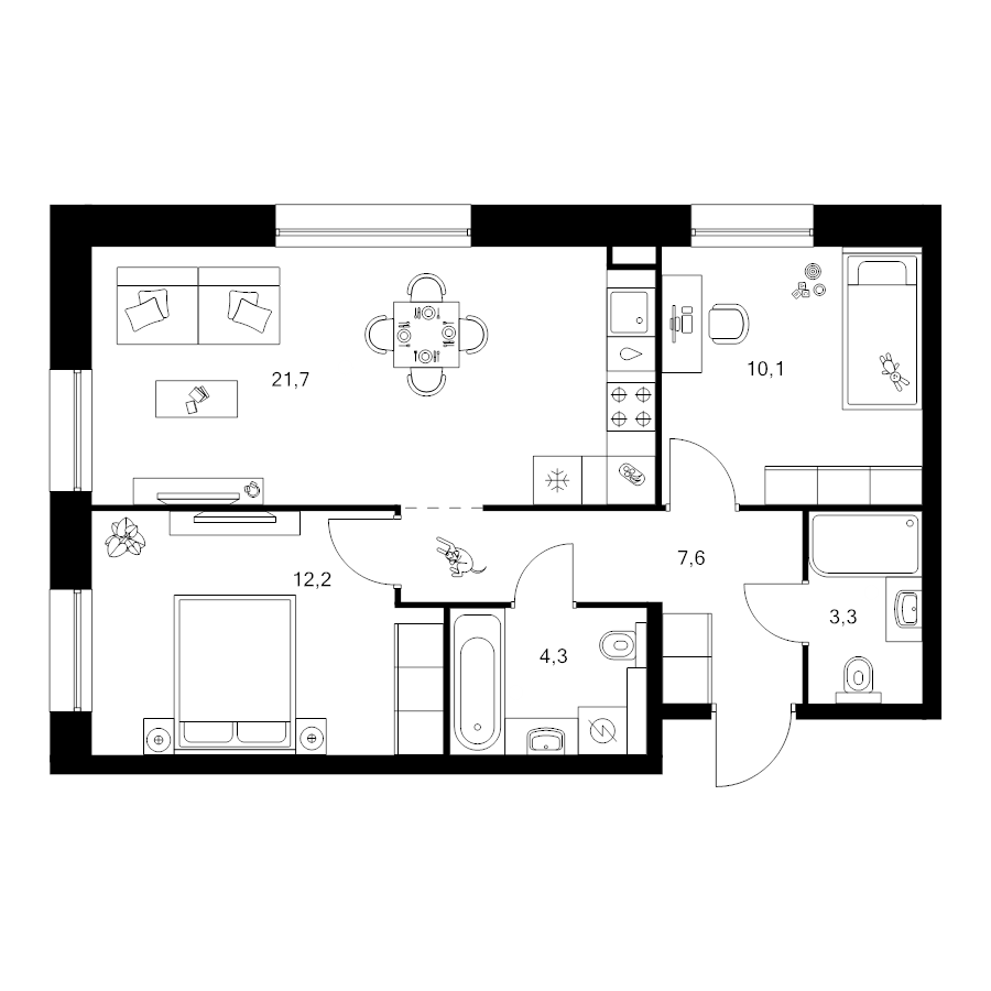 3 ккв (Евро) 59,2 м²