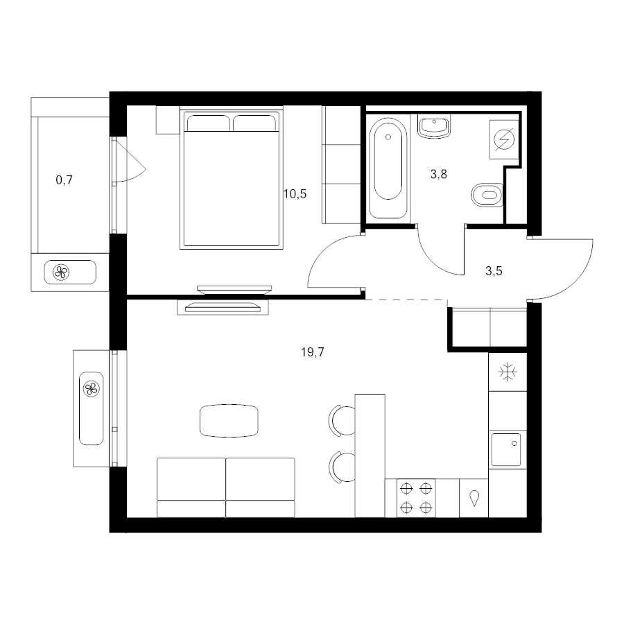 2 ккв (Евро) 38,2 м²