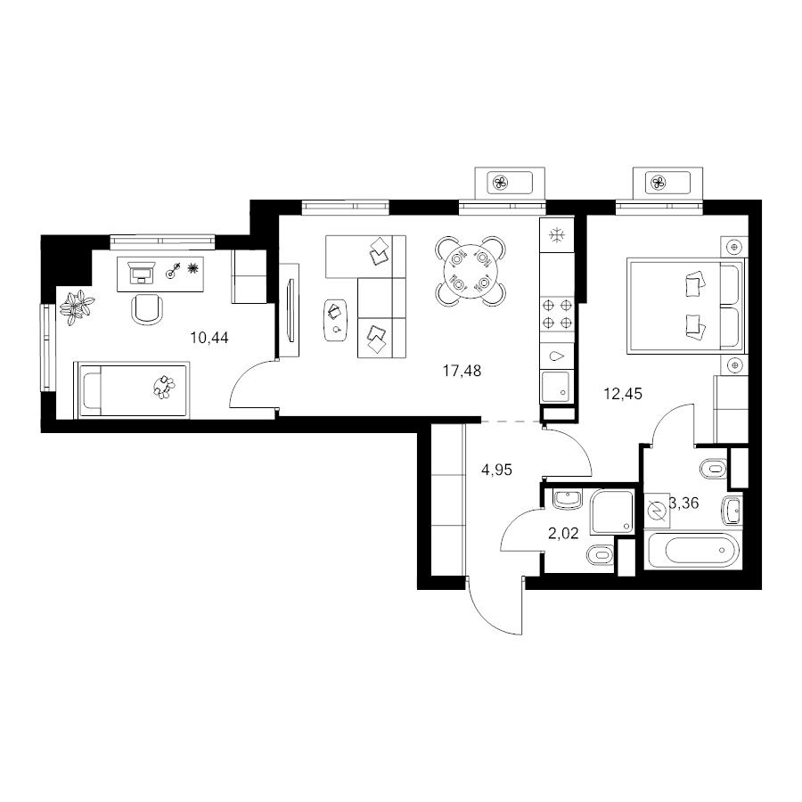 3 ккв (Евро) 50,7 м²
