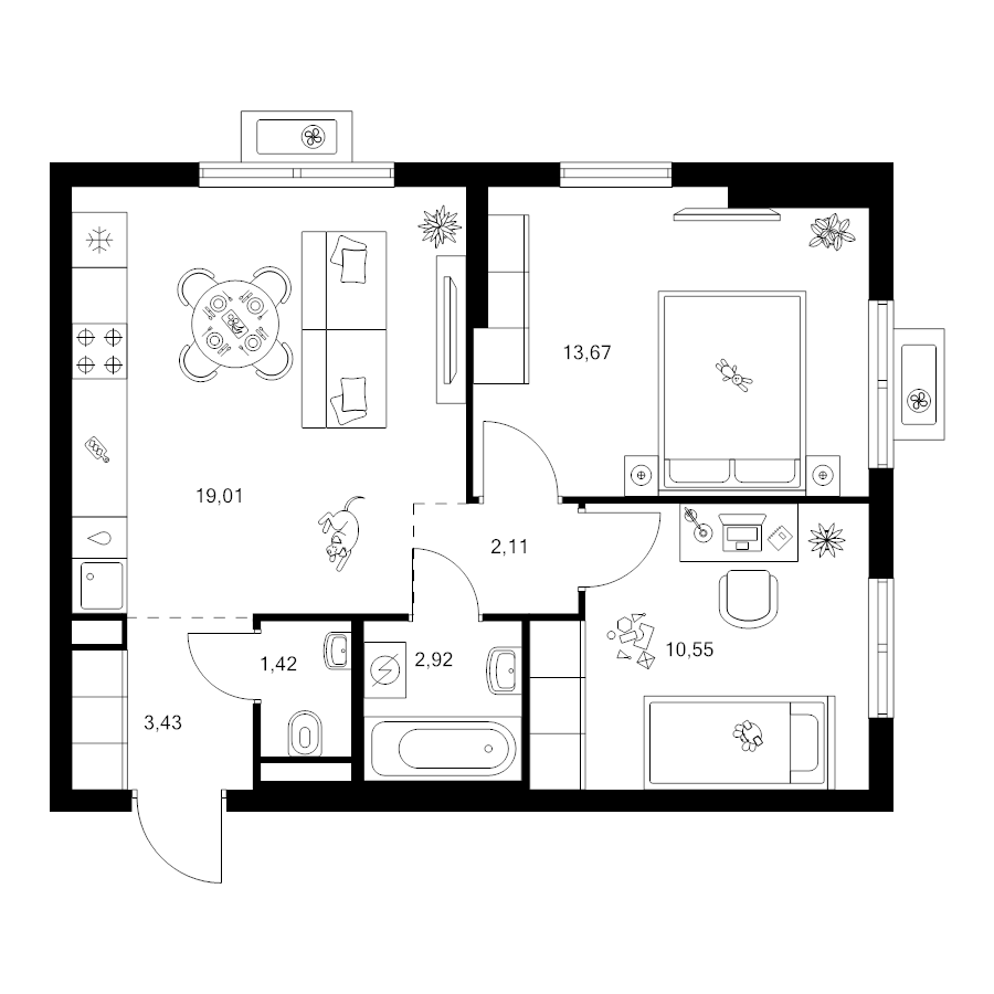3 ккв (Евро) 53,1 м²
