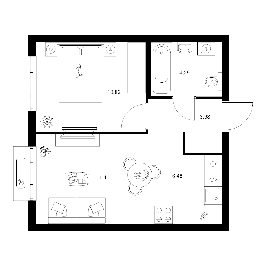 2 ккв (Евро) 36,4 м²