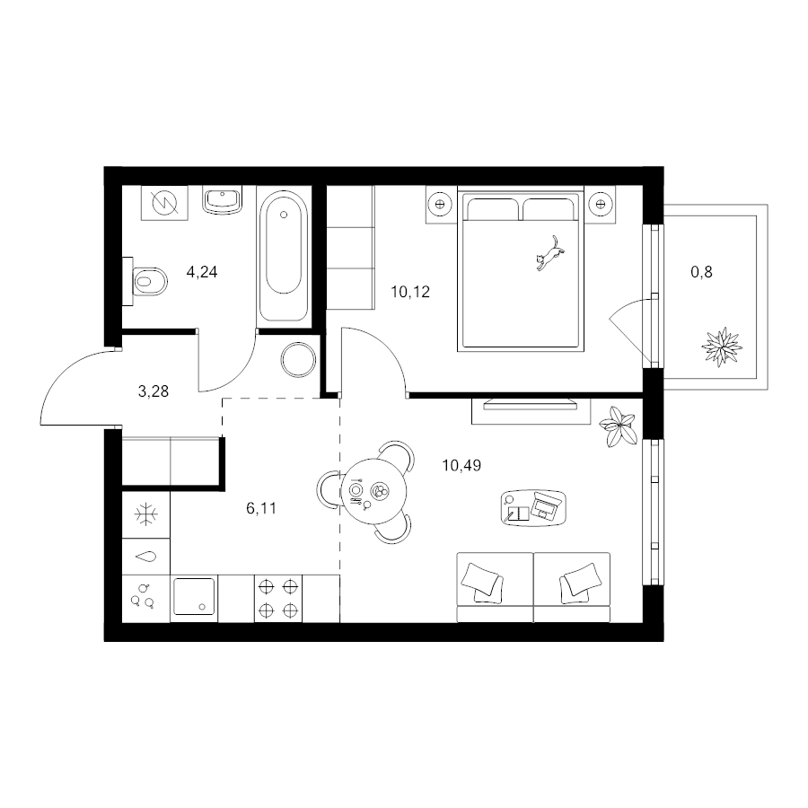 2 ккв (Евро) 35 м²