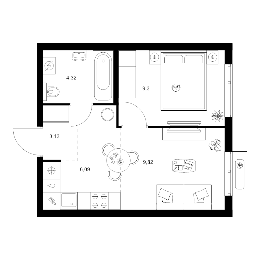 2 ккв (Евро) 32,7 м²