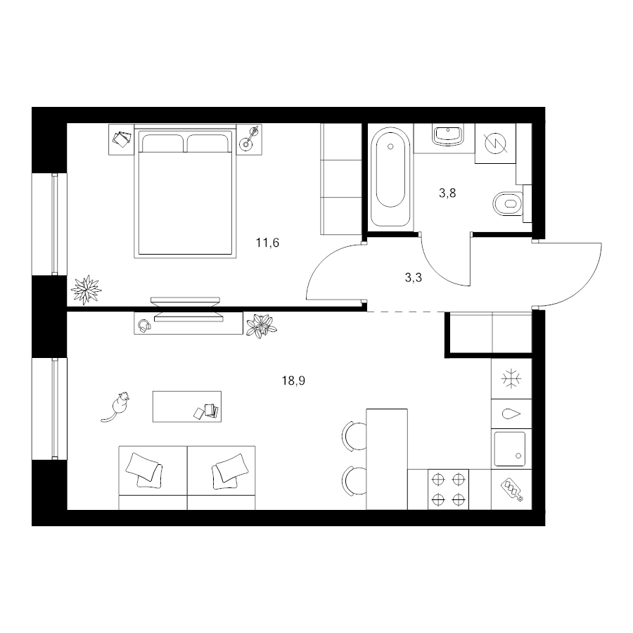 2 ккв (Евро) 37,6 м²