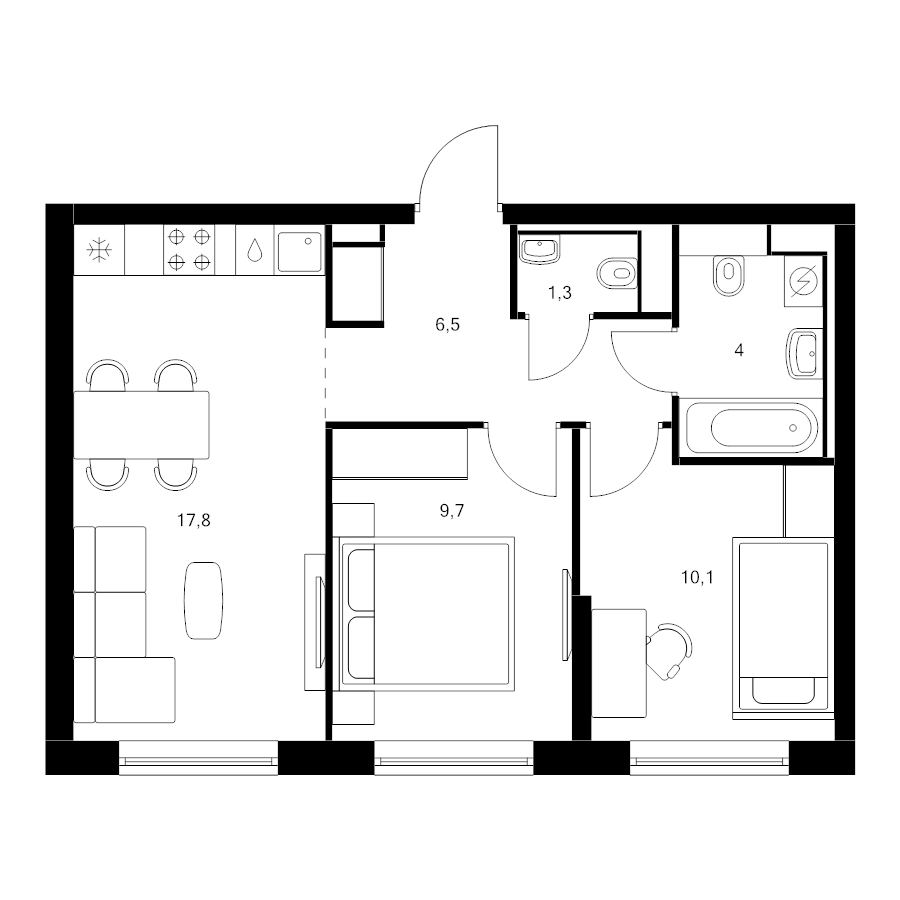 3 ккв (Евро) 49,4 м²