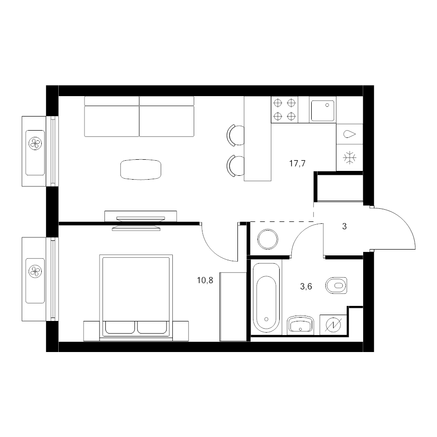 2 ккв (Евро) 35,1 м²