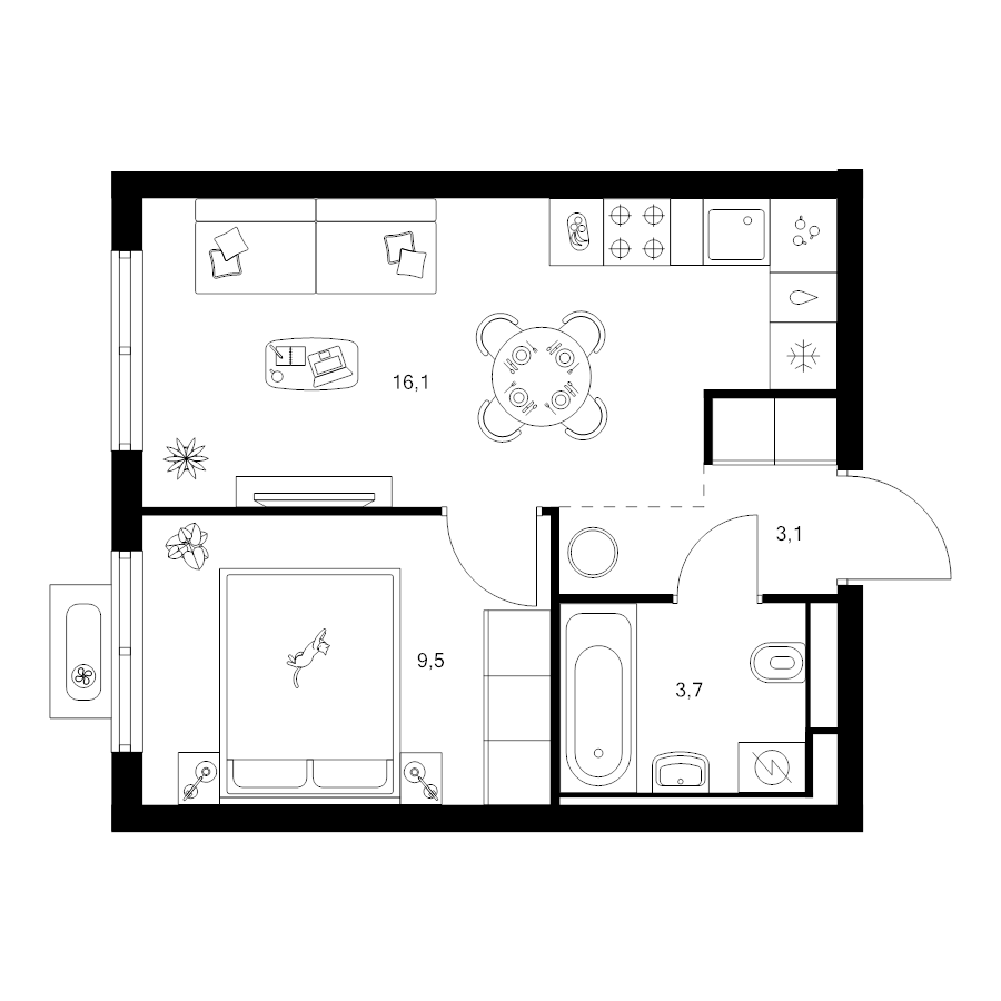 2 ккв (Евро) 32,4 м²