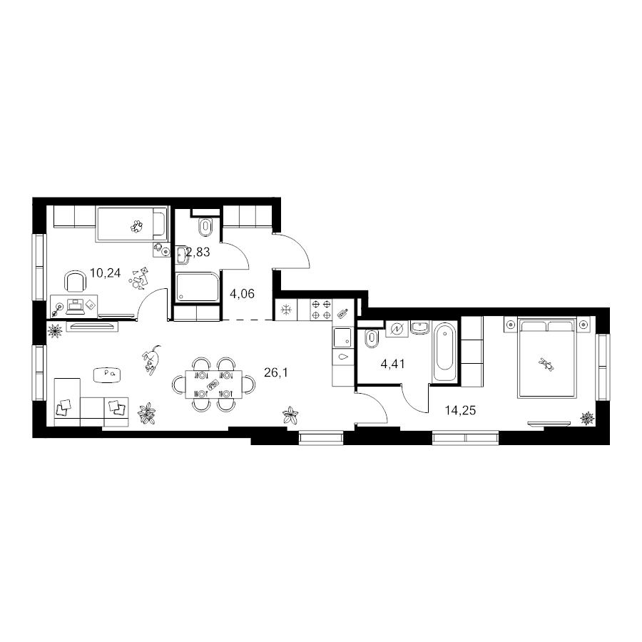 3 ккв (Евро) 61,9 м²