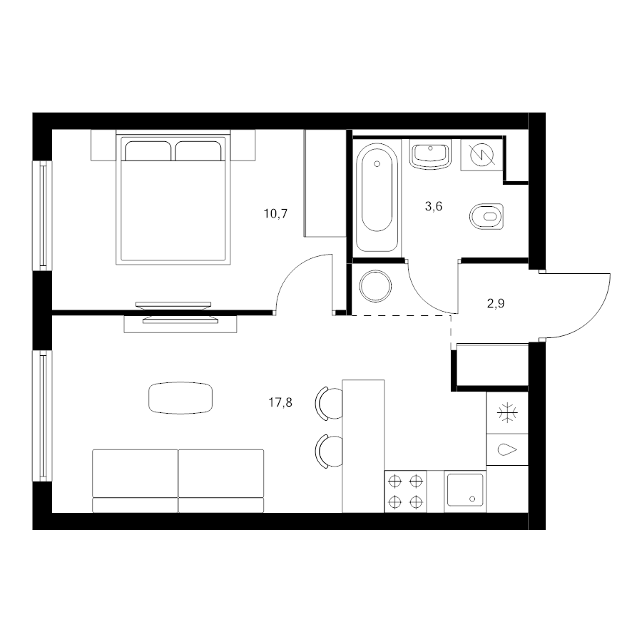 2 ккв (Евро) 35 м²