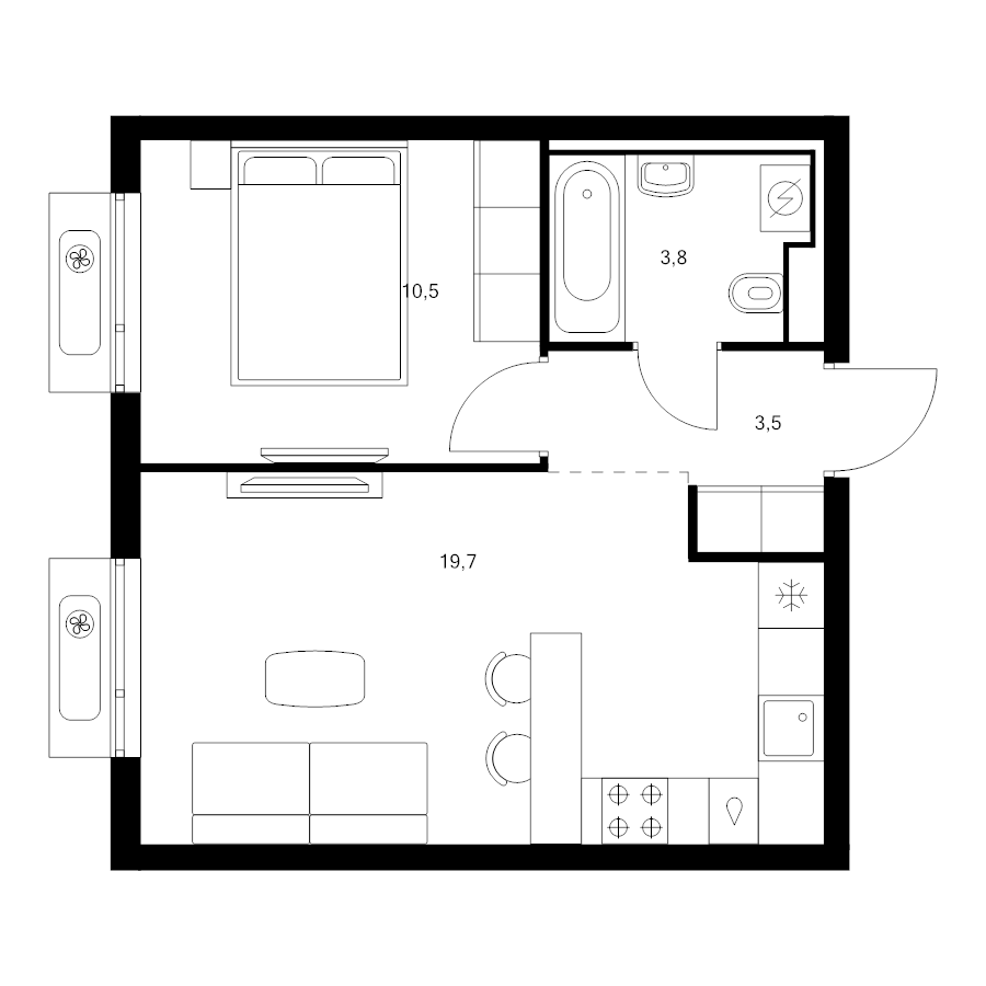 2 ккв (Евро) 37,5 м²