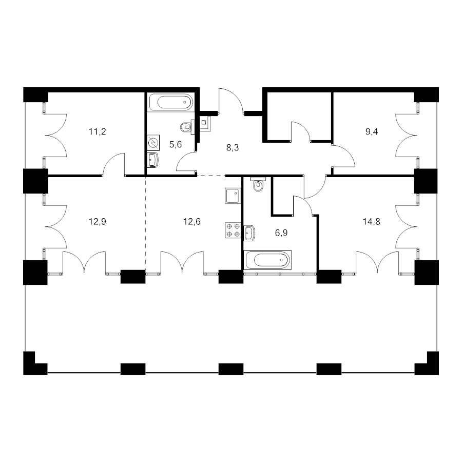 4 ккв (Евро) 102,8 м²