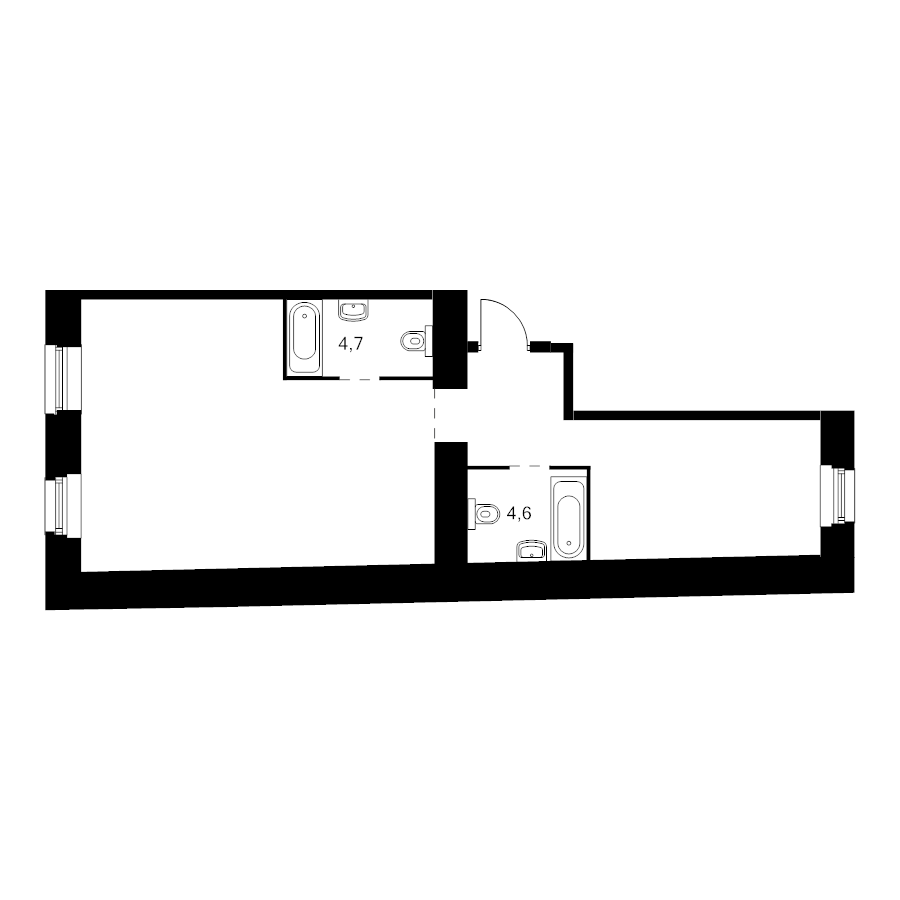 2 ккв 61,5 м²