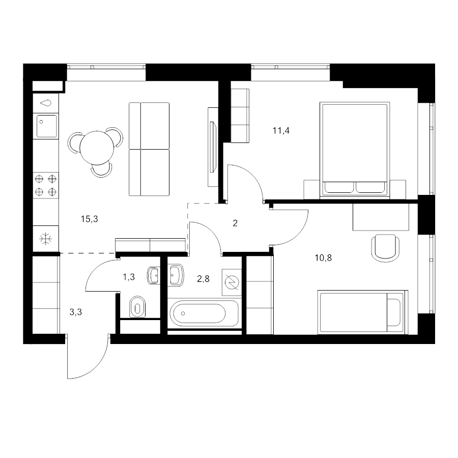 3 ккв (Евро) 47 м²