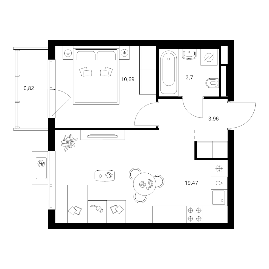 2 ккв (Евро) 38,6 м²