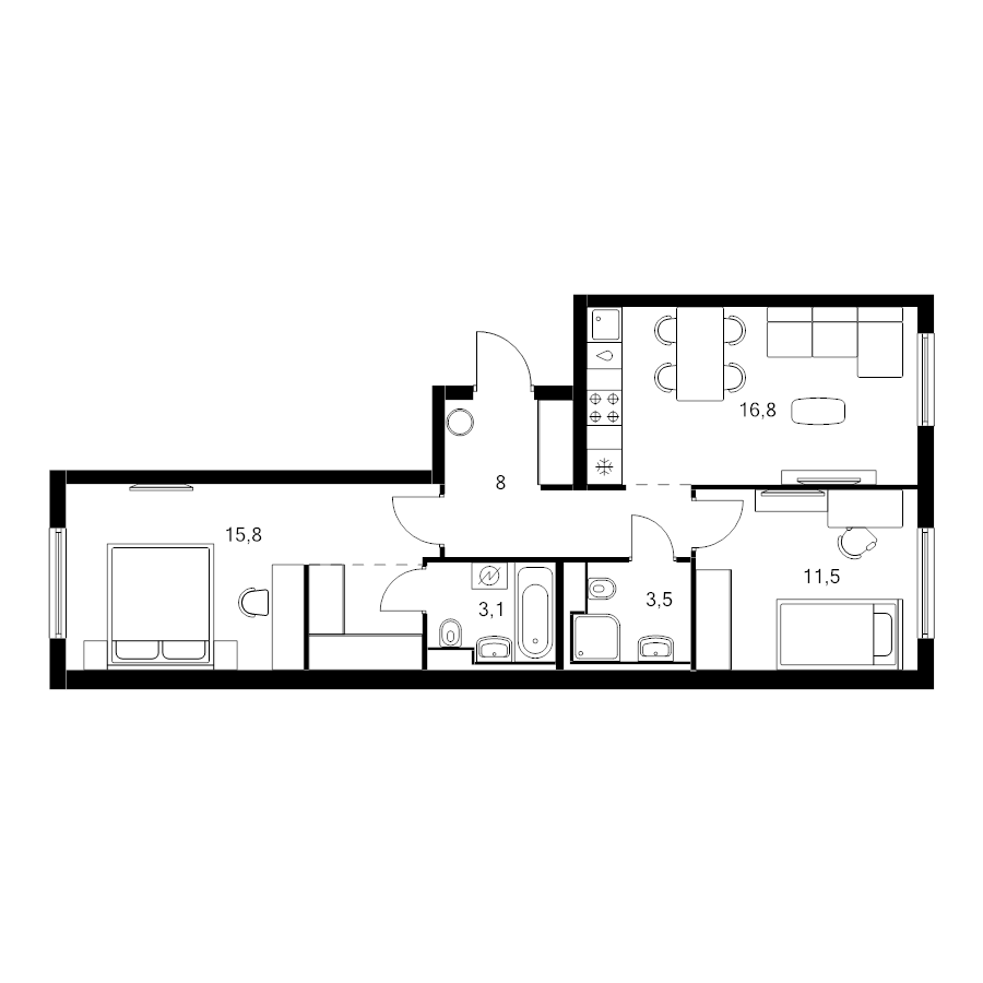 3 ккв (Евро) 62,1 м²