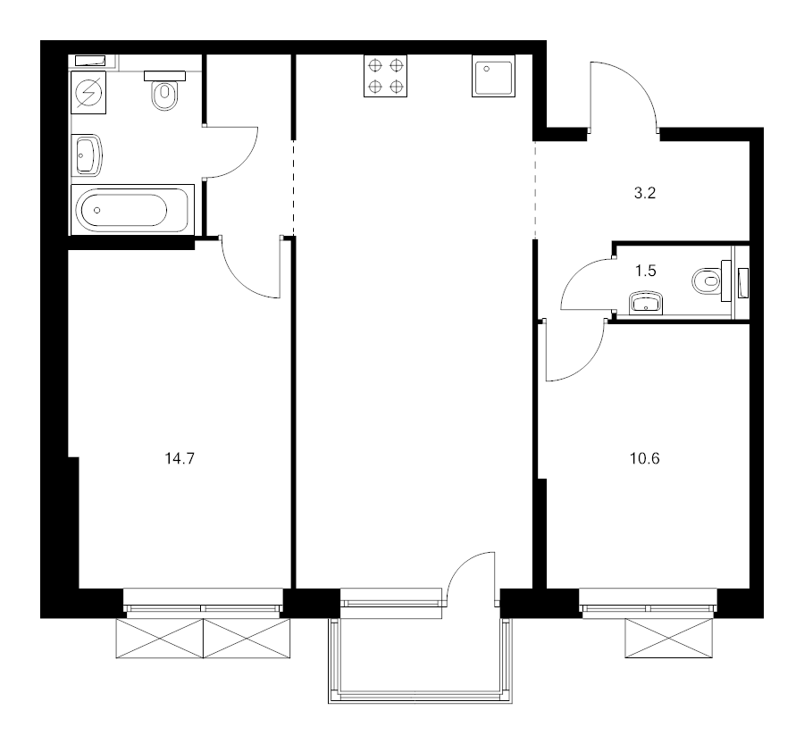 3 ккв (Евро) 64,1 м²
