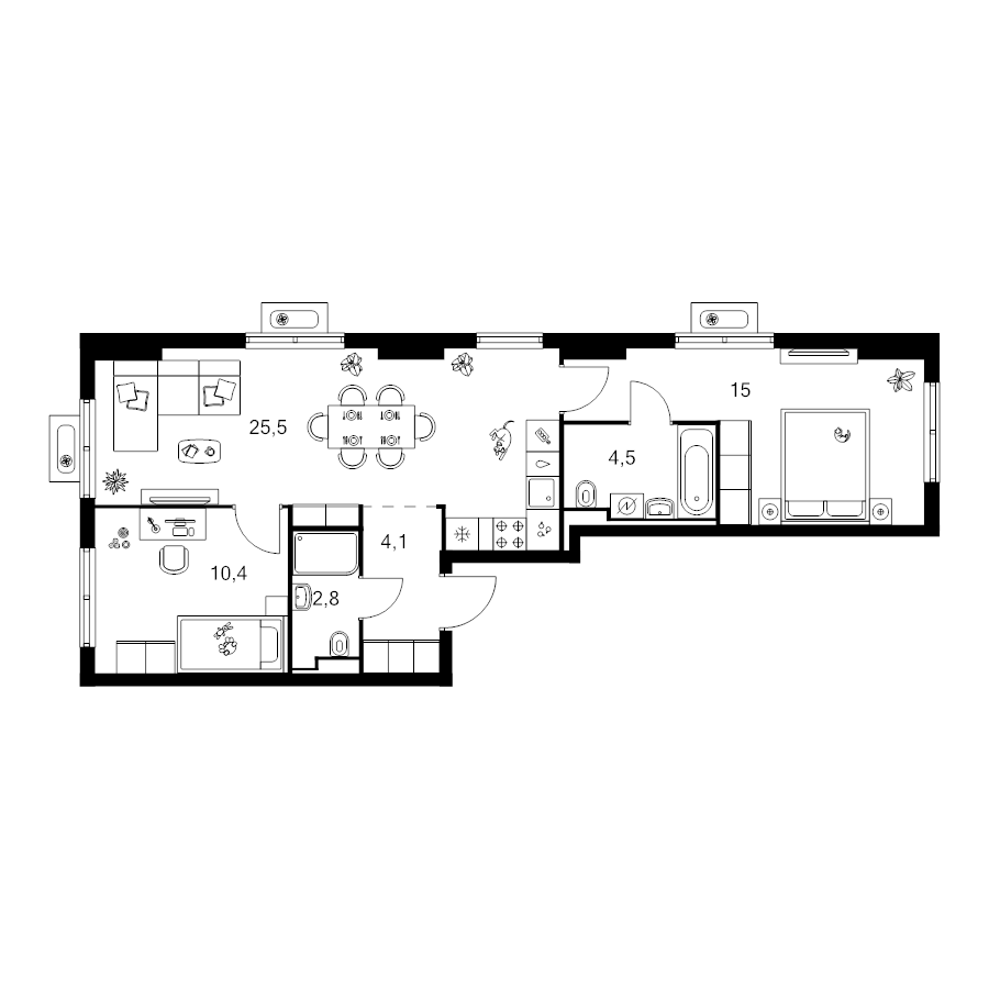 3 ккв (Евро) 62,3 м²