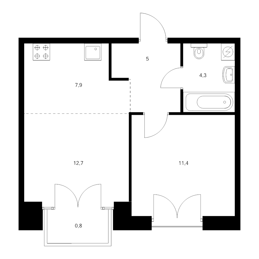 2 ккв (Евро) 42,1 м²