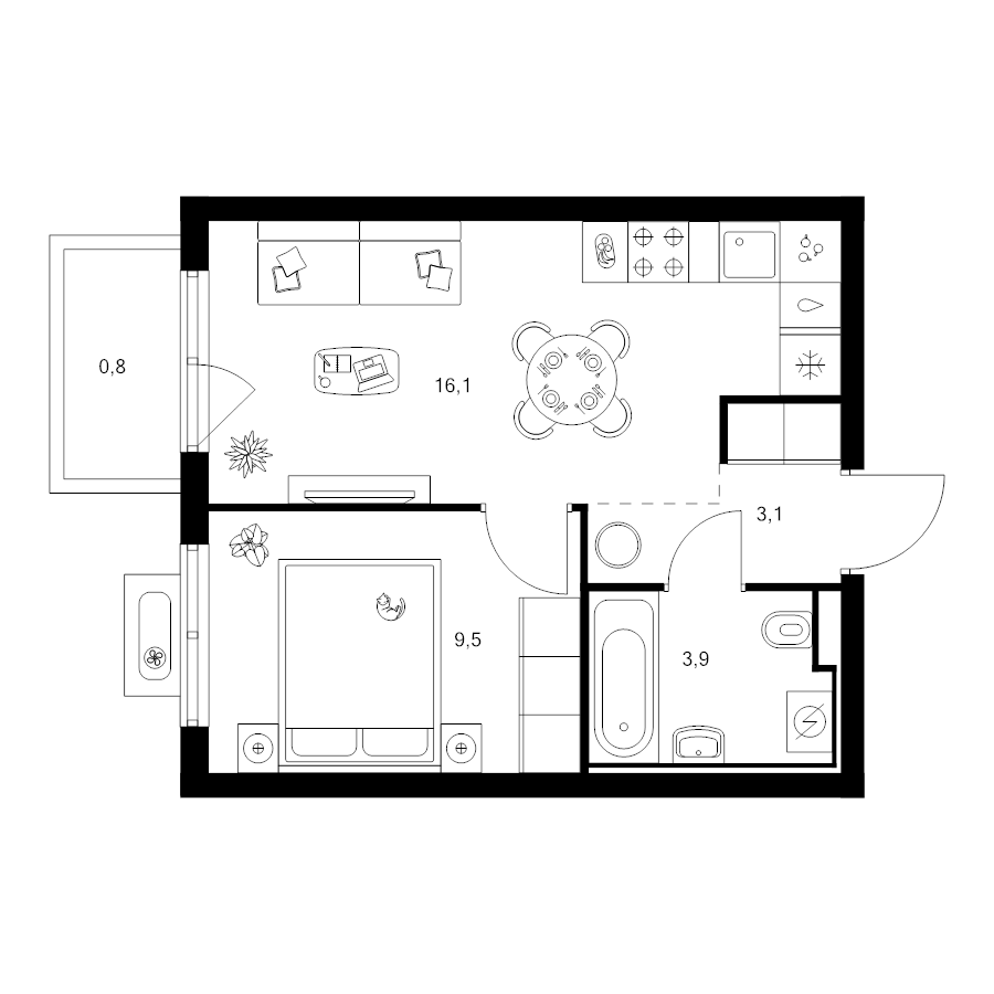 2 ккв (Евро) 33,4 м²