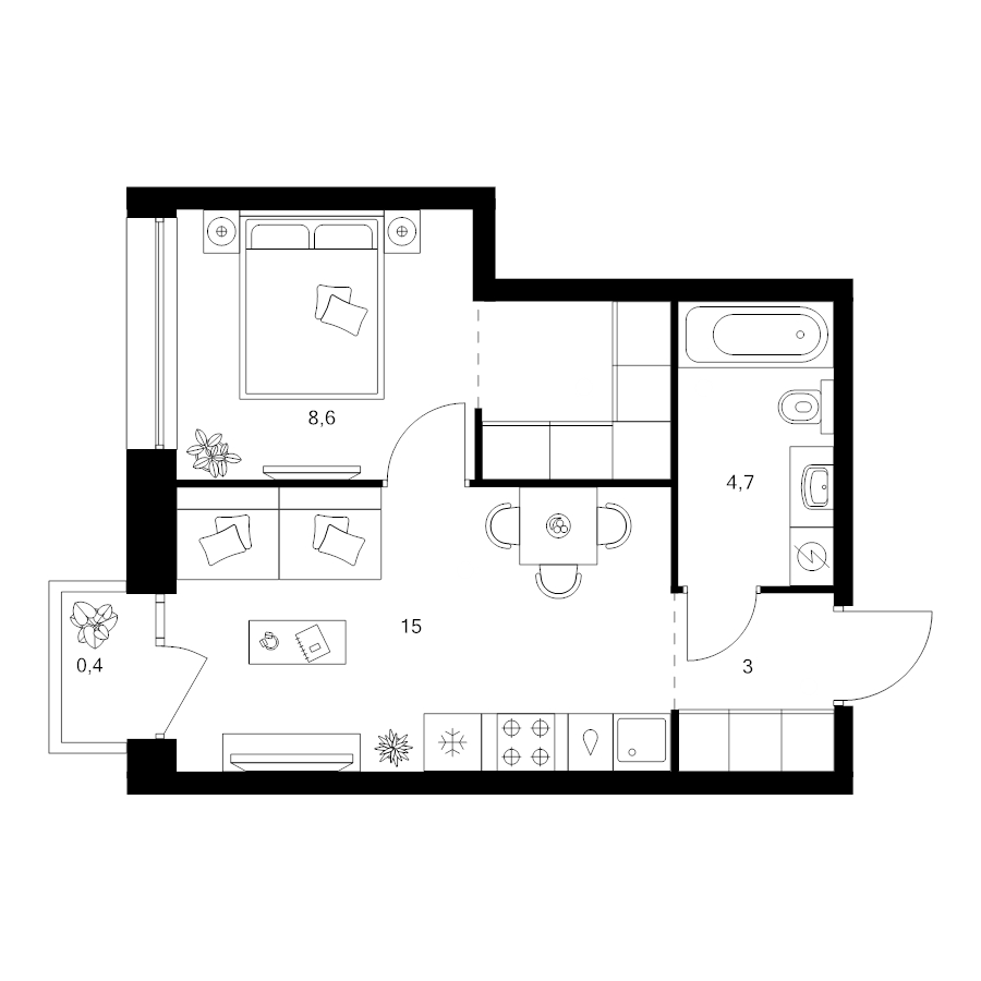 2 ккв (Евро) 35,3 м²