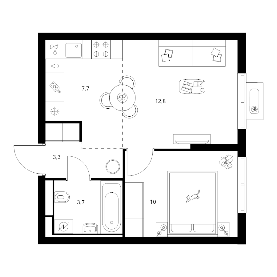 2 ккв (Евро) 37,5 м²