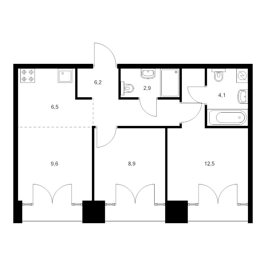 3 ккв (Евро) 52,3 м²