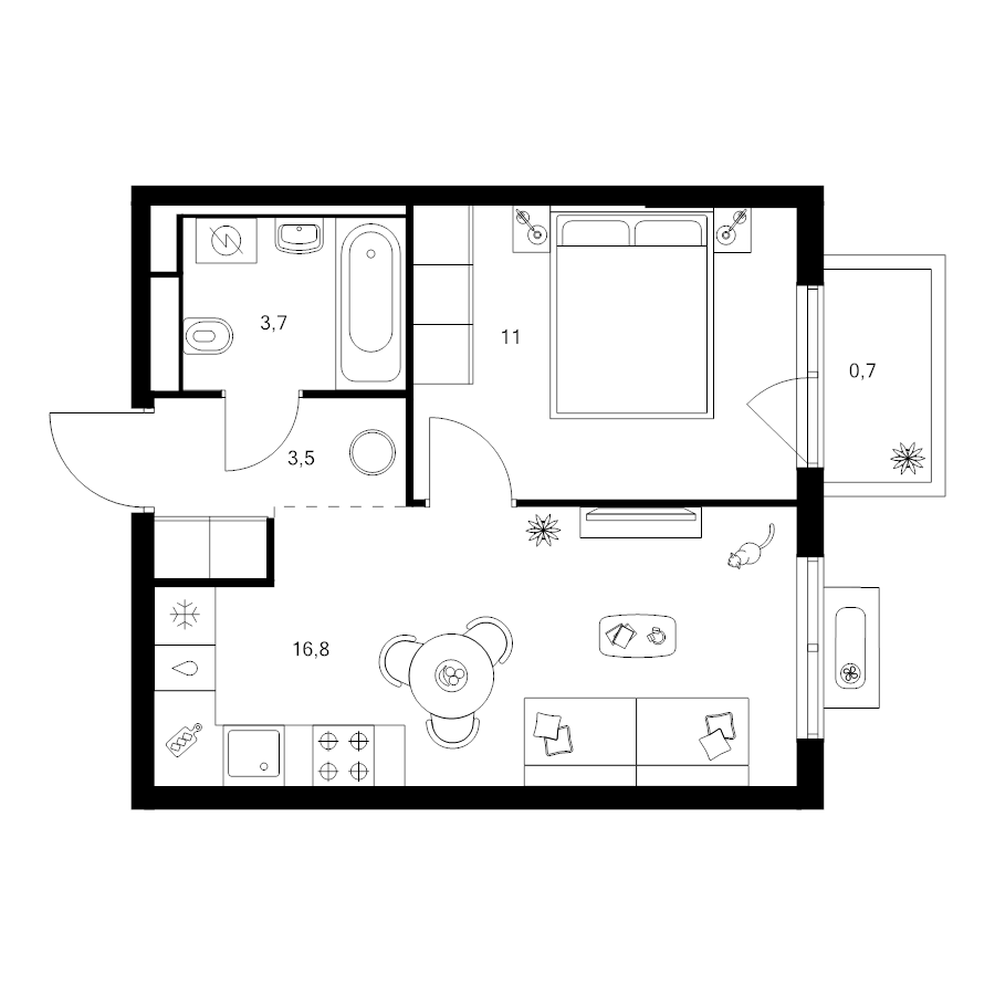 2 ккв (Евро) 35,7 м²