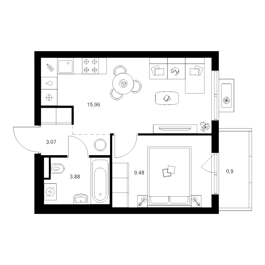 2 ккв (Евро) 33,3 м²