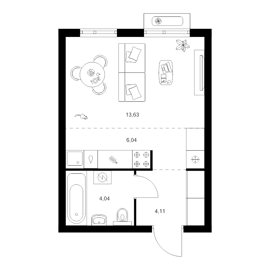 Студия 27,8 м²
