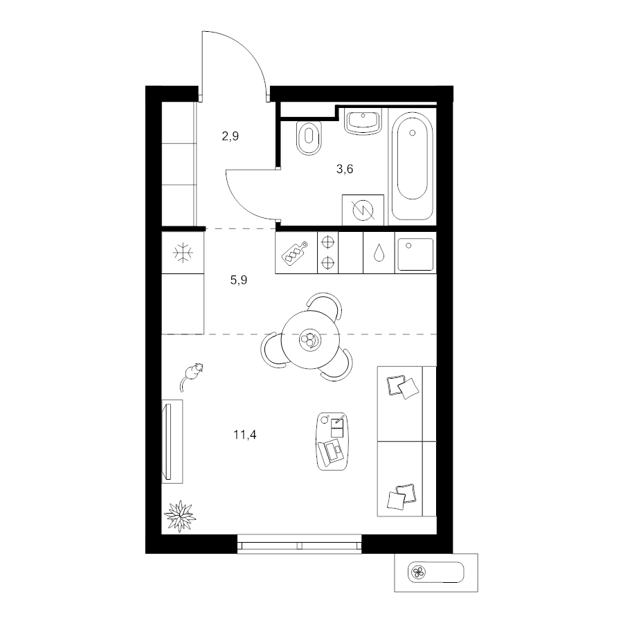 Студия 23,8 м²