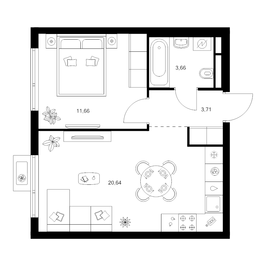 2 ккв (Евро) 39,7 м²