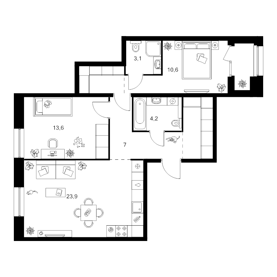 3 ккв (Евро) 71,5 м²