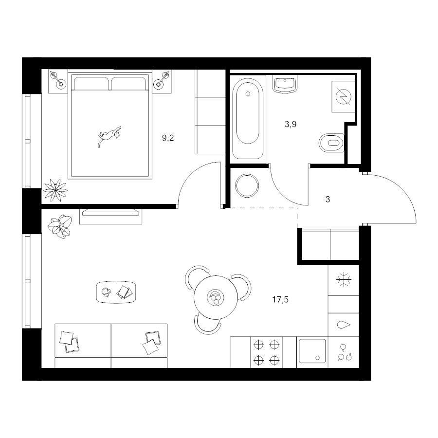 2 ккв (Евро) 33,6 м²