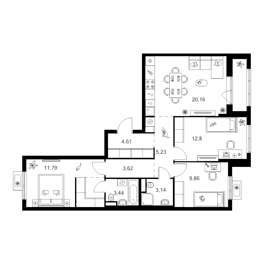4 ккв (Евро) 79,5 м²