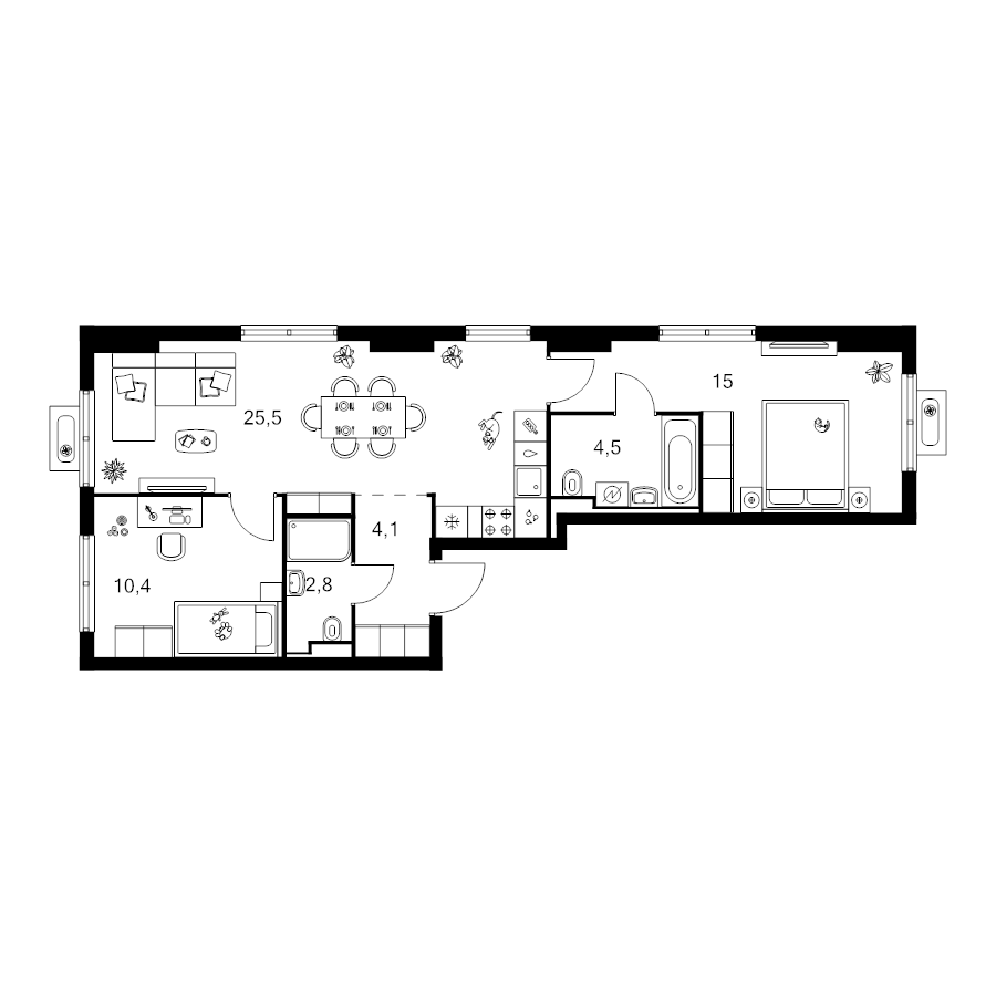 3 ккв (Евро) 62,3 м²