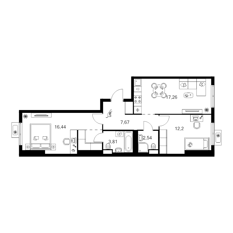 3 ккв (Евро) 63 м²