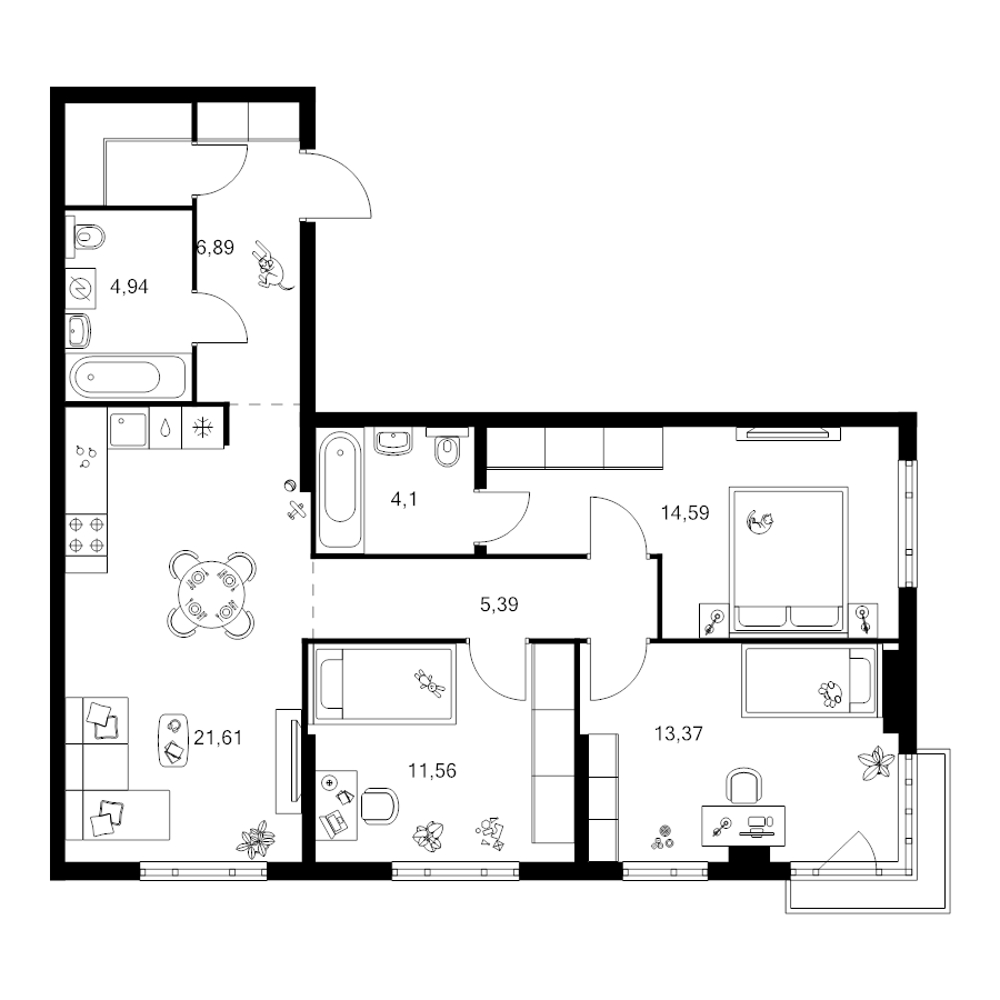 4 ккв (Евро) 85,1 м²