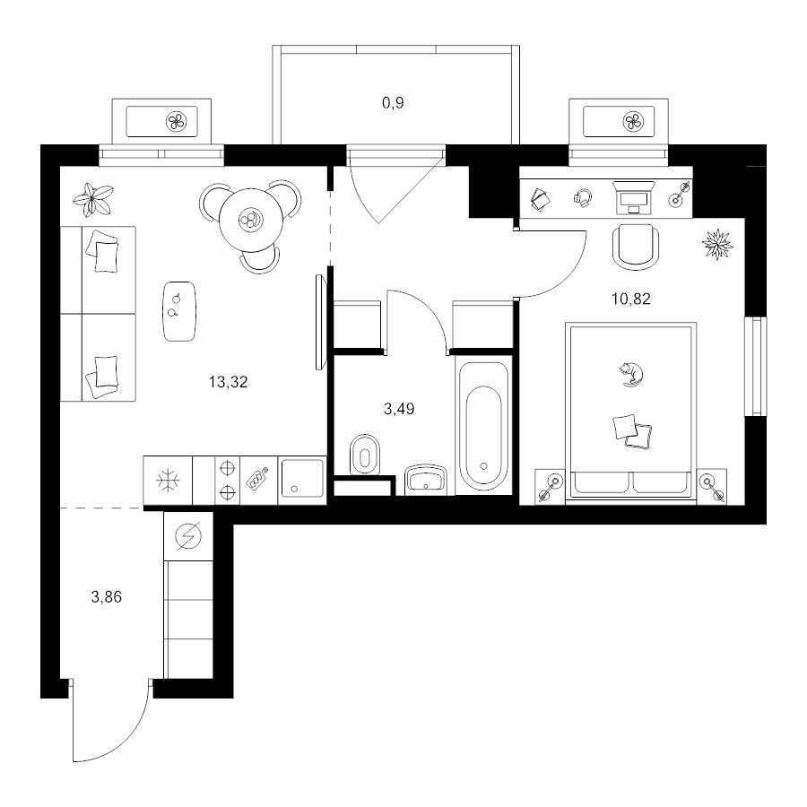 2 ккв (Евро) 36,9 м²