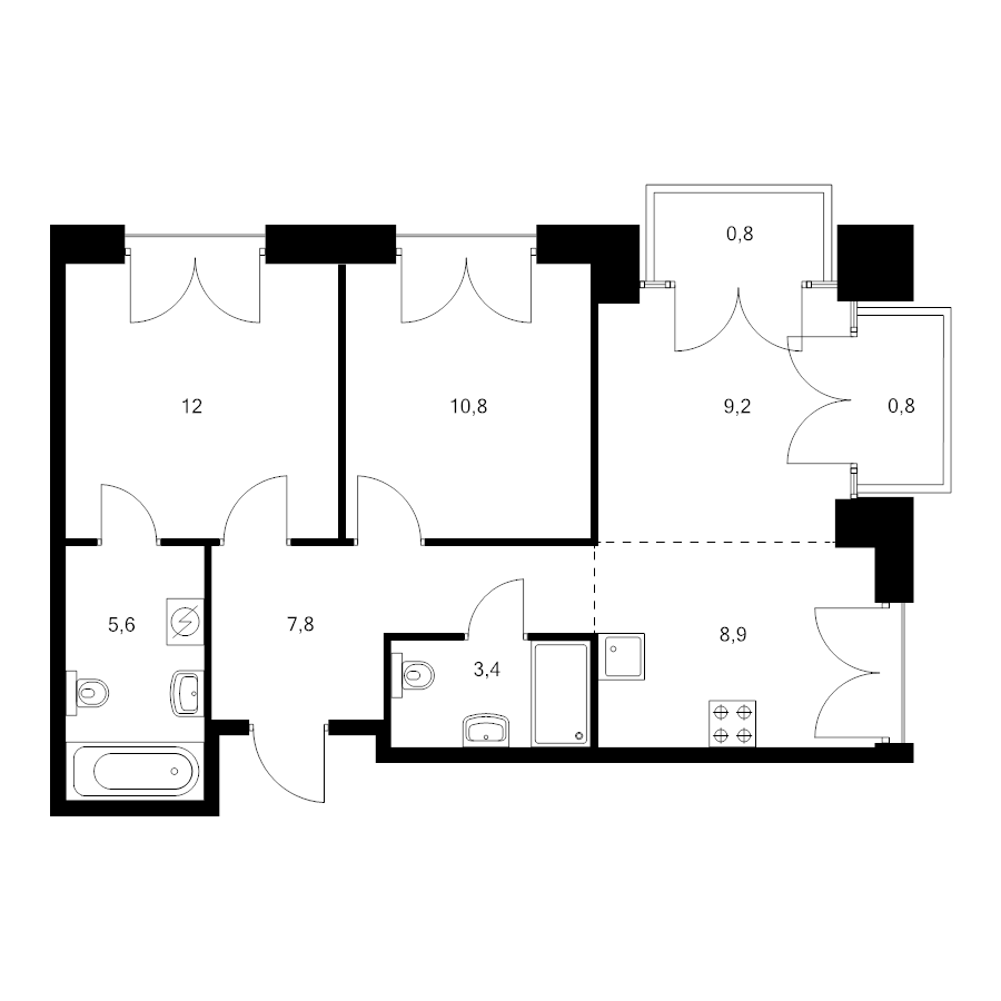 3 ккв (Евро) 59,3 м²