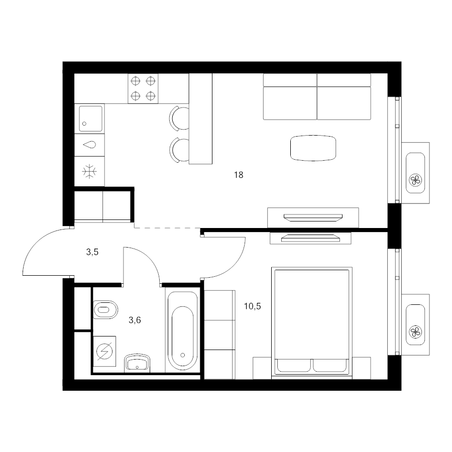 2 ккв (Евро) 35,6 м²