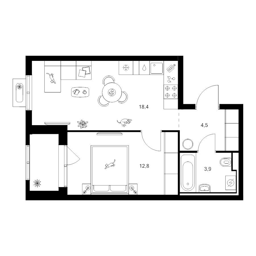 2 ккв (Евро) 41,1 м²