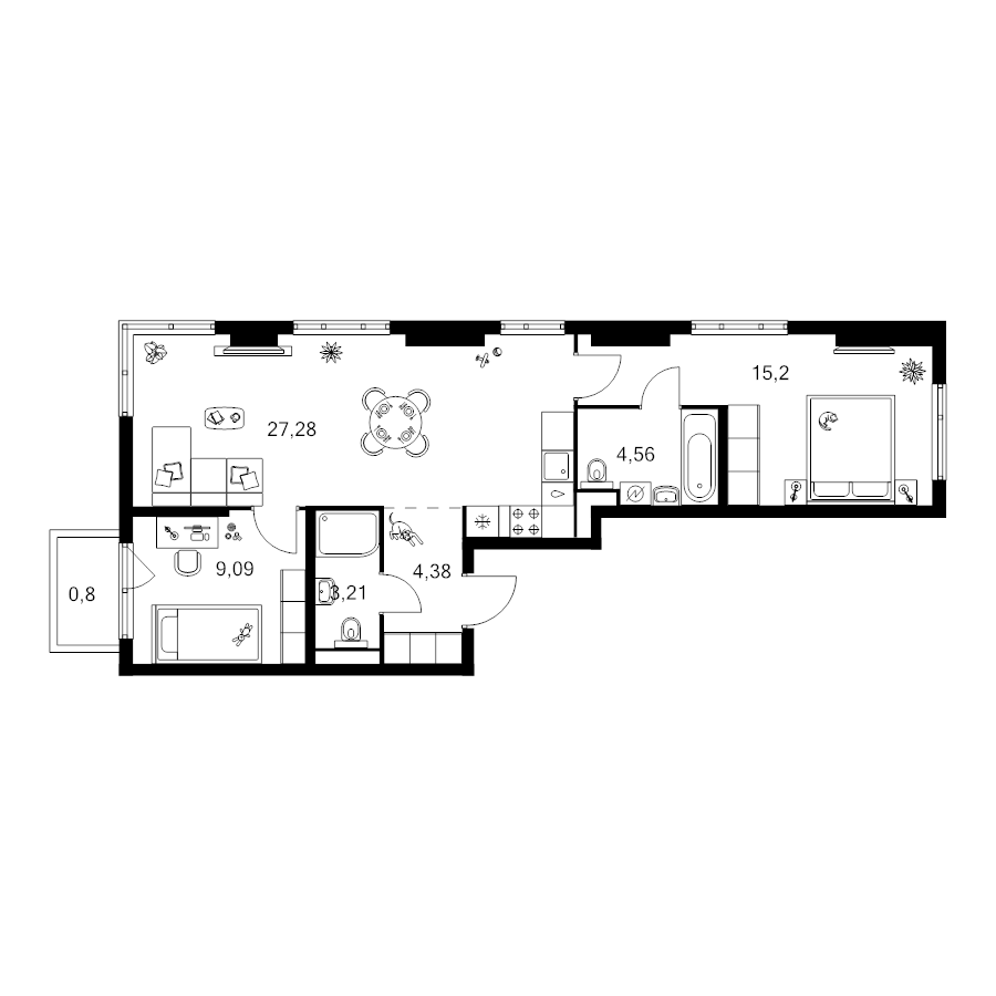 3 ккв (Евро) 64,5 м²