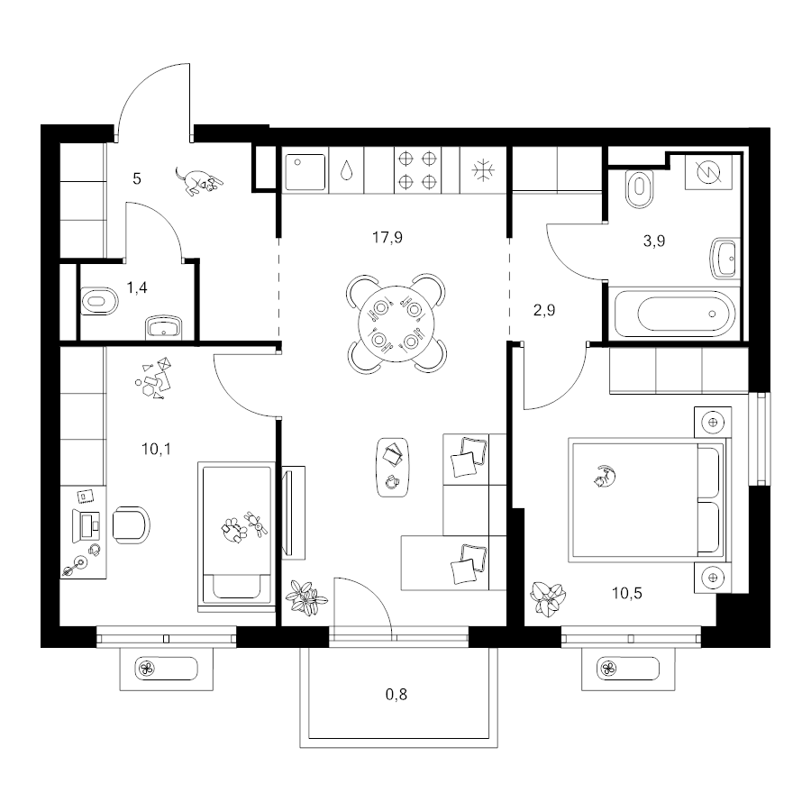 3 ккв (Евро) 52,5 м²